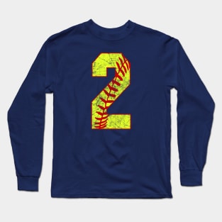 Fastpitch Softball Number 2 #2 Softball Shirt Jersey Uniform Favorite Player Biggest Fan Long Sleeve T-Shirt